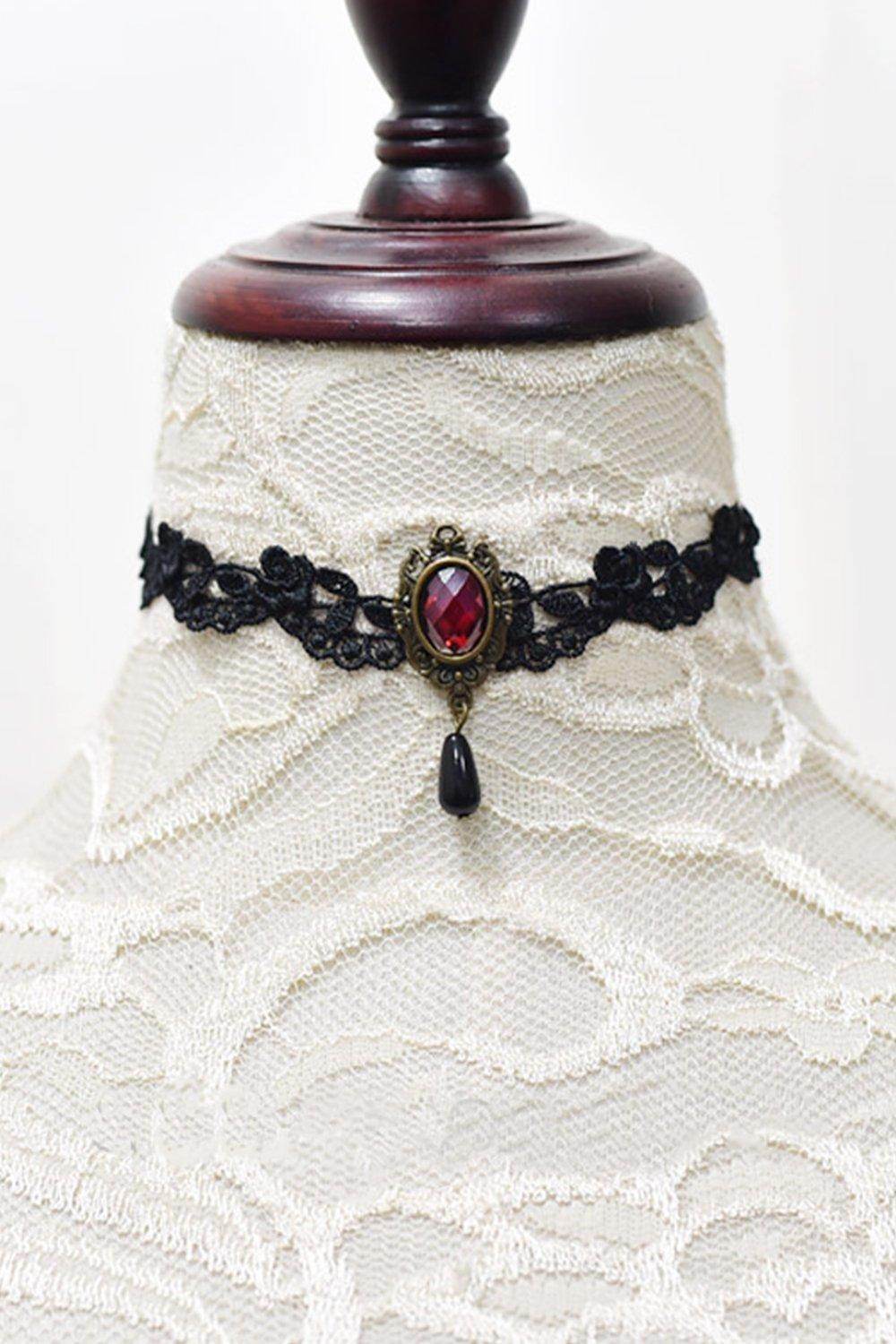 Lace and Alloy Necklaces with Crystals CX0047 - COCOMELODY